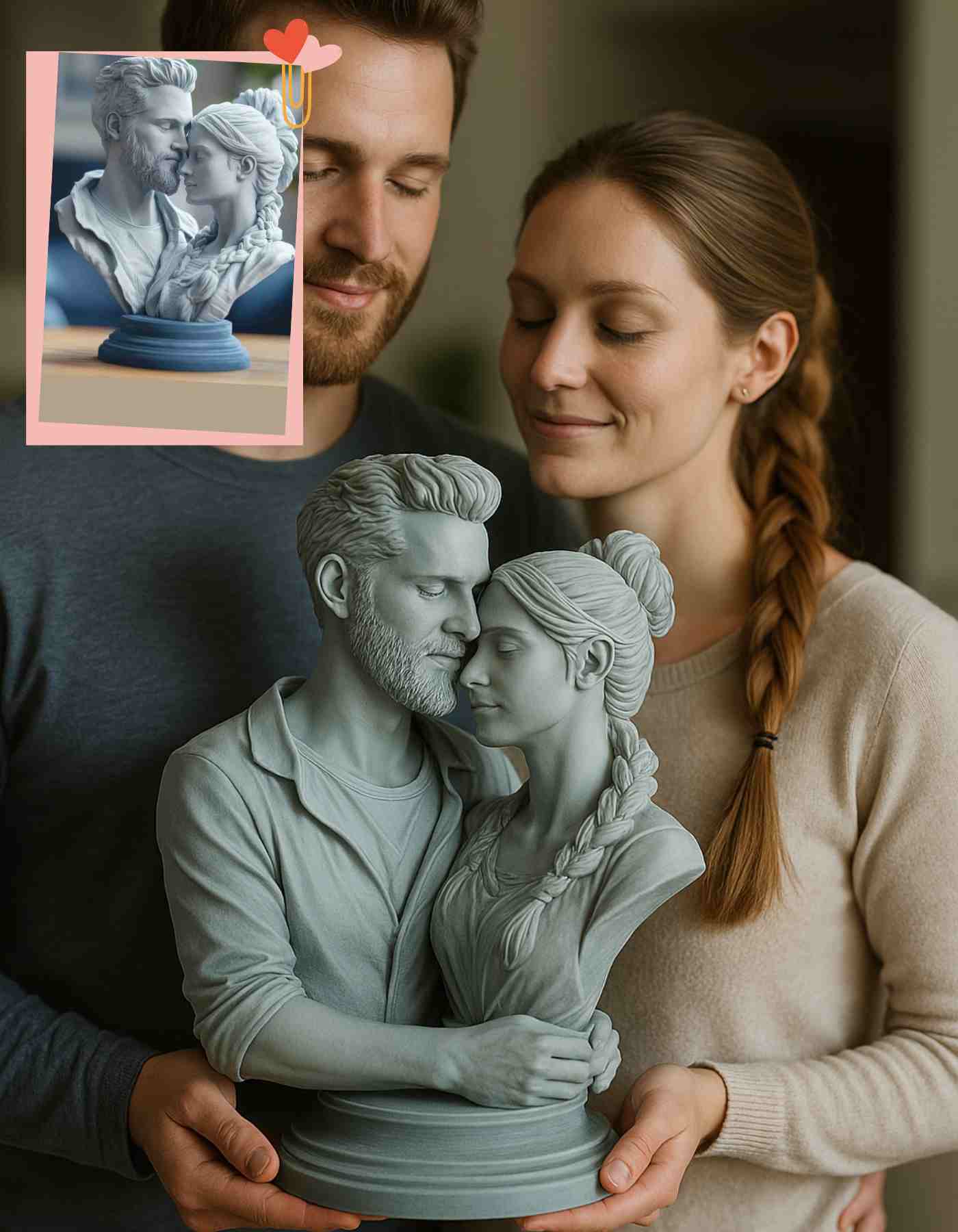 Custom couple Gift- Custom 3D Printed Couple Busts
