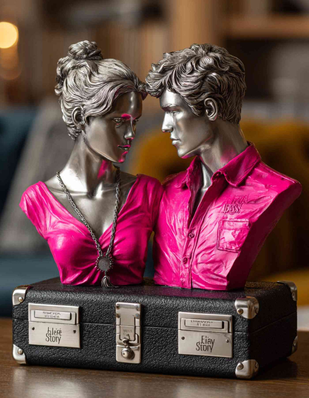 Custom Couple Bust Sculpture with Fancy base