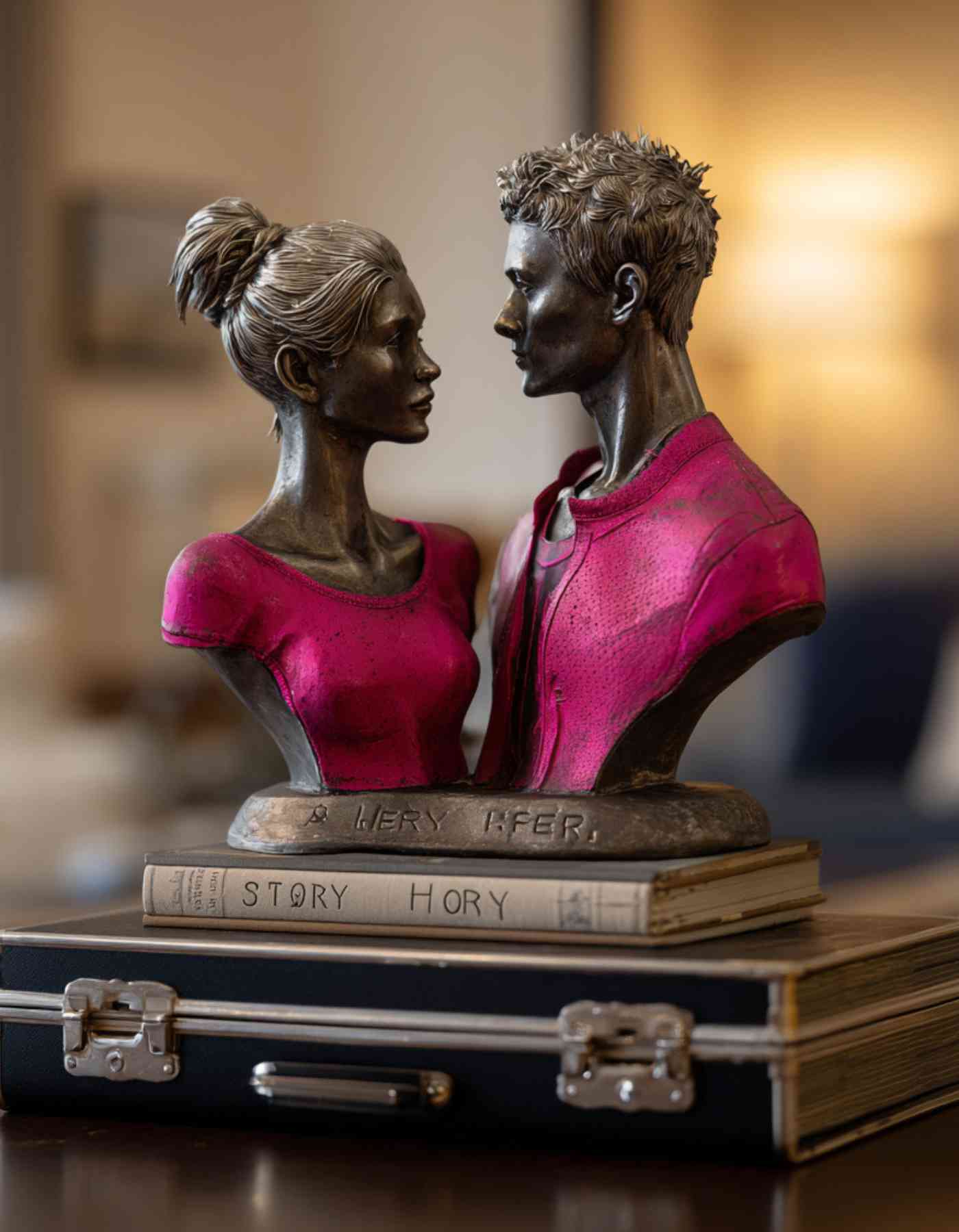 Custom Couple Bust Sculpture with Fancy base