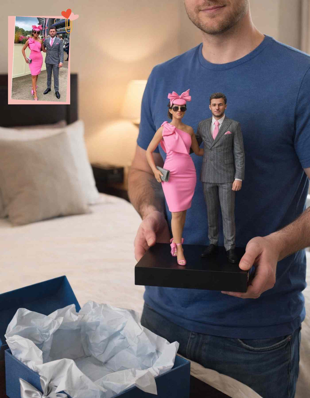 3D couple figurines, crafted in any pose you love