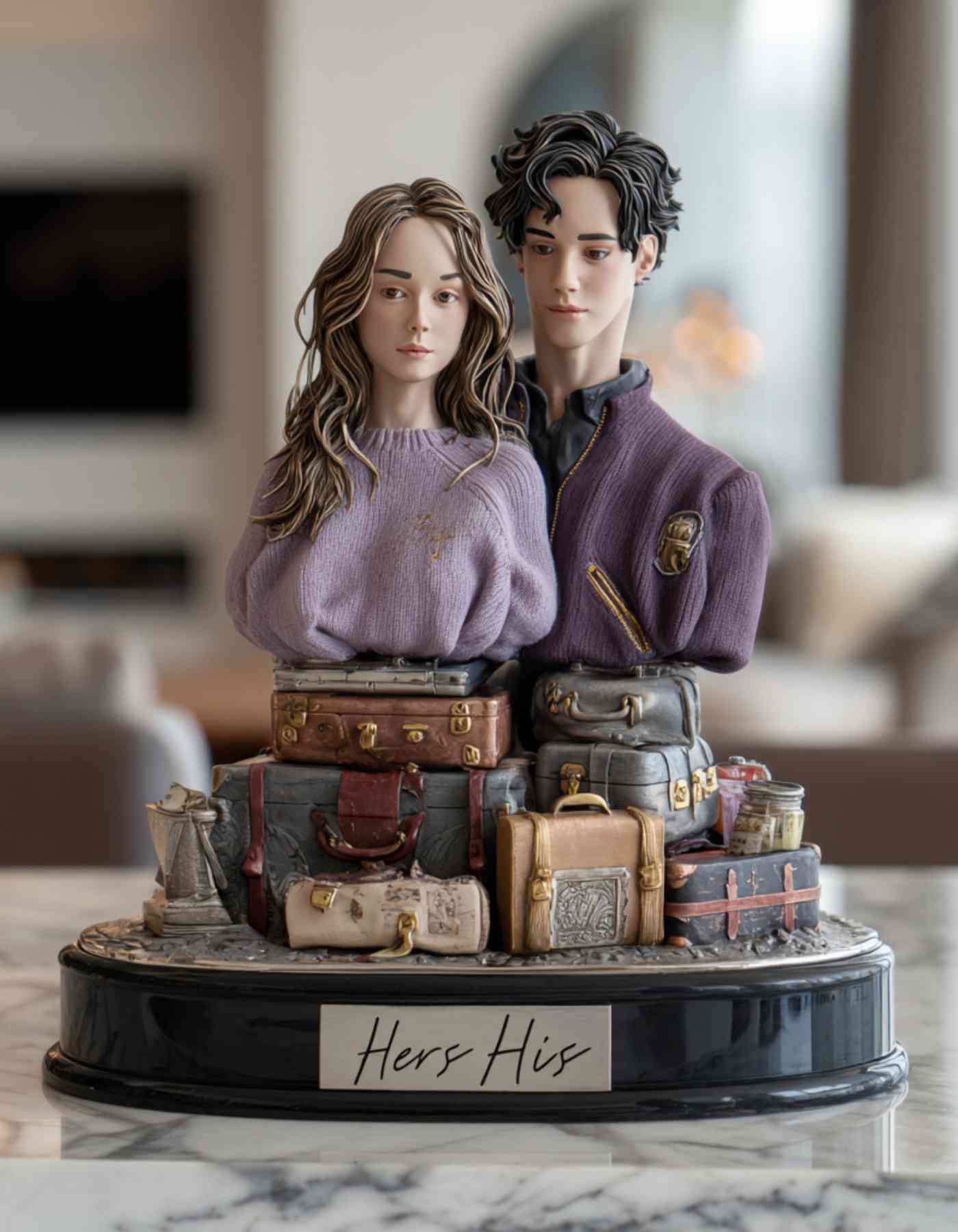 Custom Couple Bust Sculpture with Fancy base