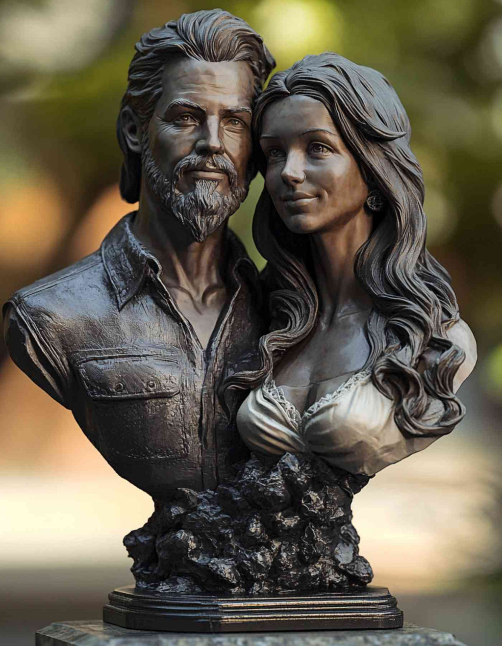 Custom Couple Bust Sculpture with Fancy base