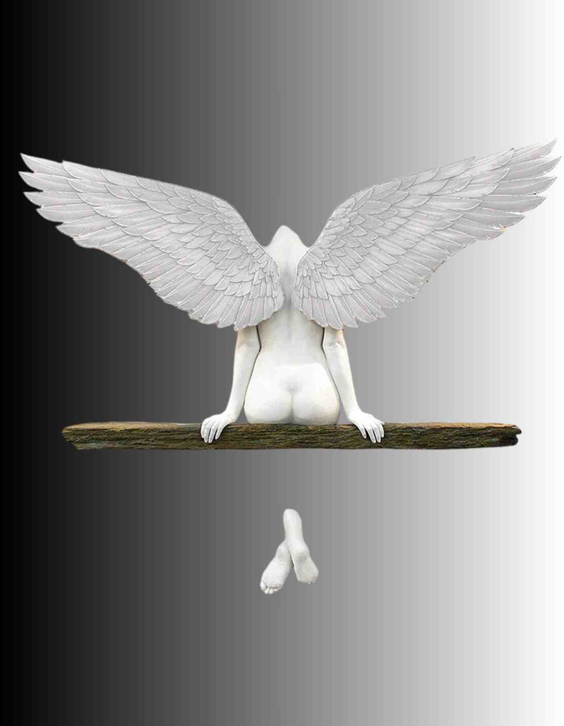 Winged Angel Sculpture in Vivid Colors – Heavenly Art That