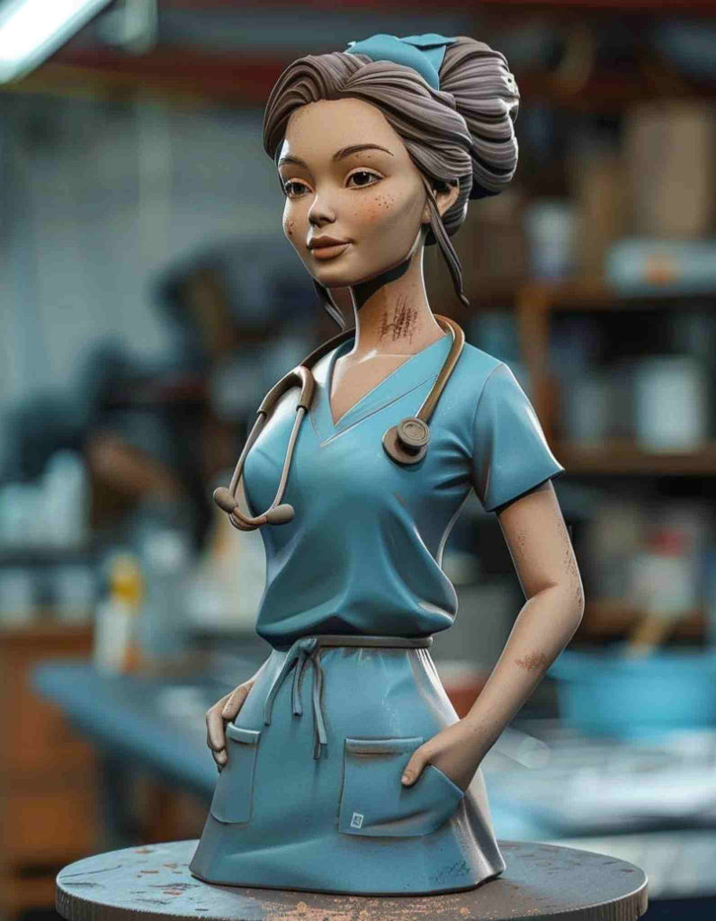 Custom Nurse gifts-Custom 3D Printed Nurse Sculptures - Unique Gifts & Decor