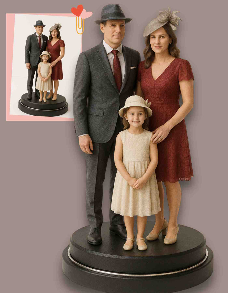 Personalized Custom 3D Family Sculpt: Full Figurine Keepsakes