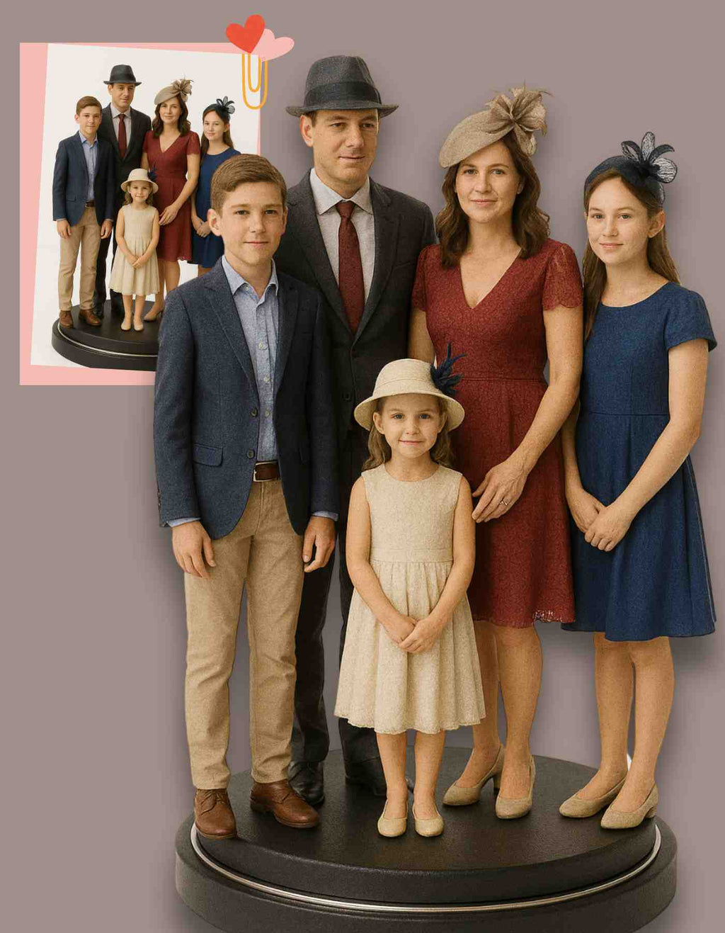 Personalized Custom 3D Family Sculpt: Full Figurine Keepsakes