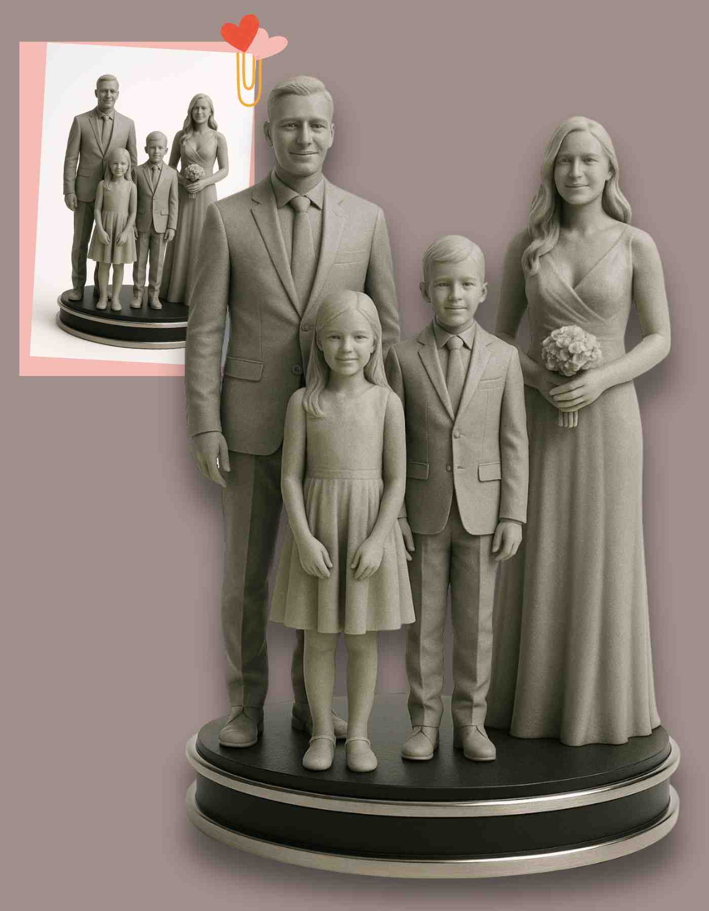 Personalized Custom 3D Family Sculpture: Full Figurine Keepsakes ...