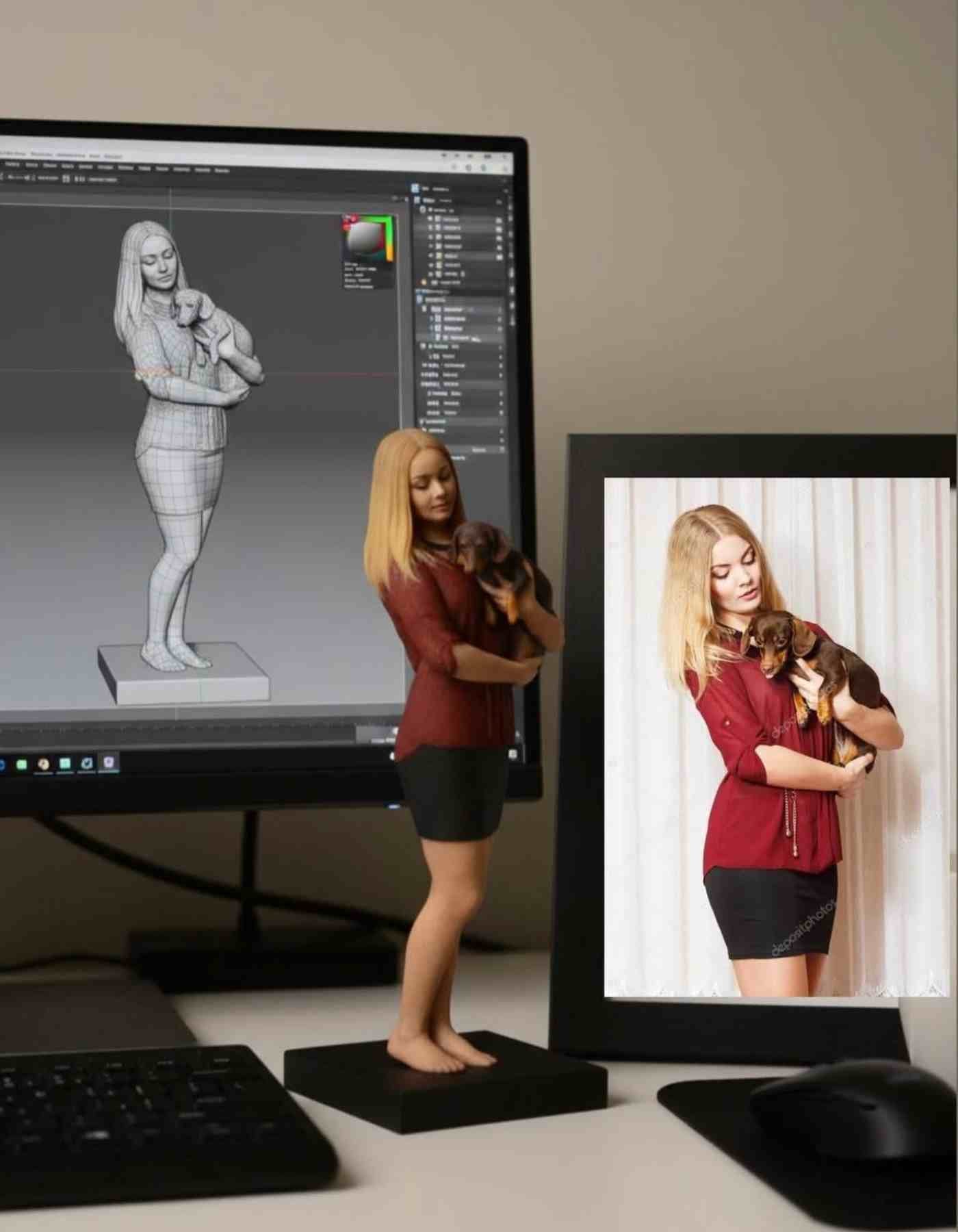 Custom dog and human figurine: For the Duo That Plays as One 💑