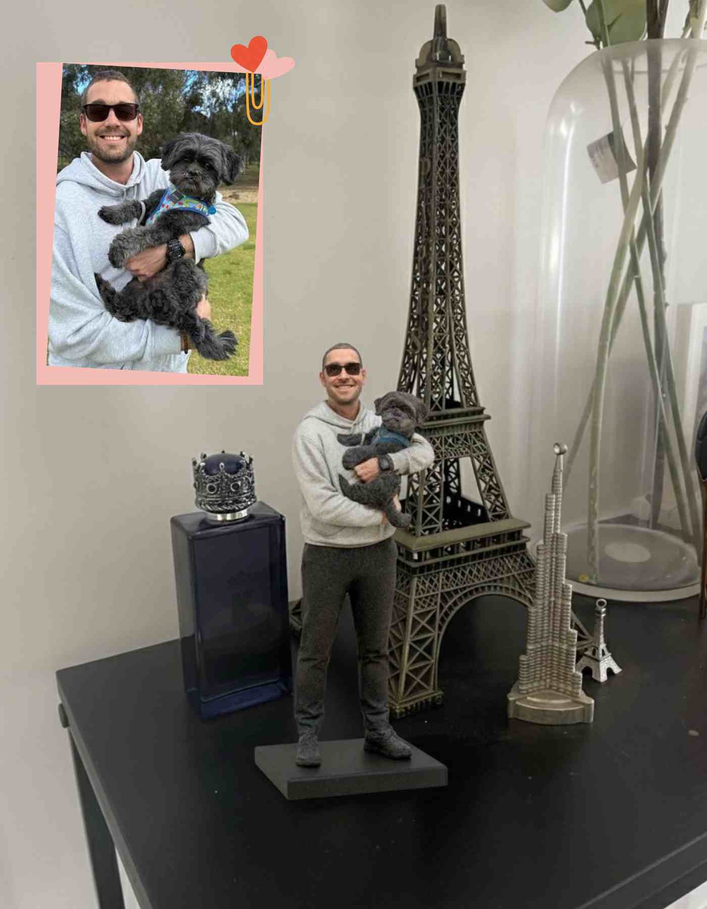 Custom dog and human figurine: For the Duo That Plays as One 💑