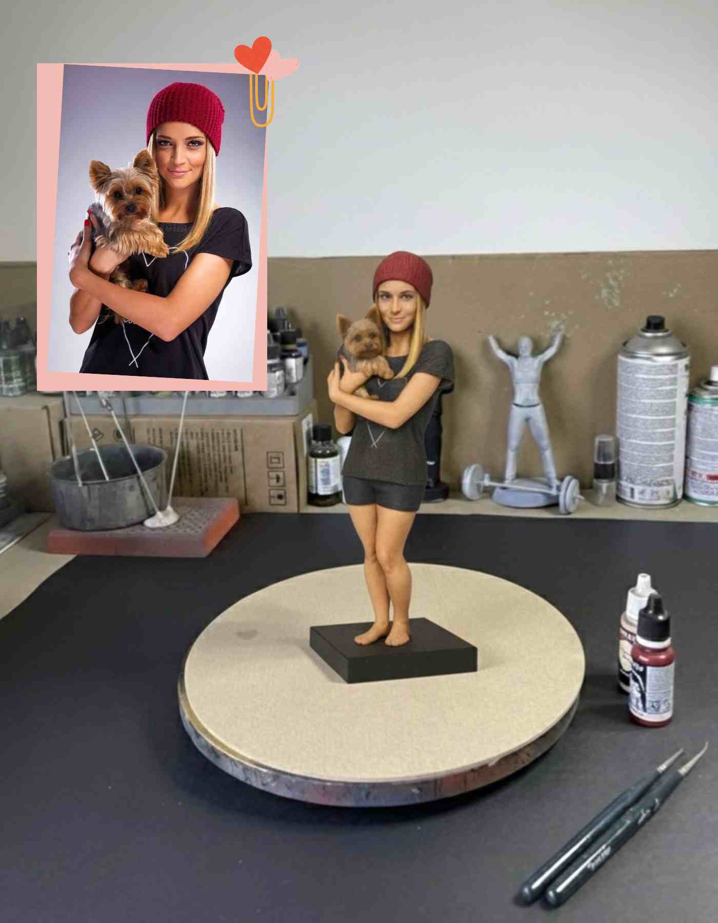 Custom dog and human figurine: For the Duo That Plays as One 💑