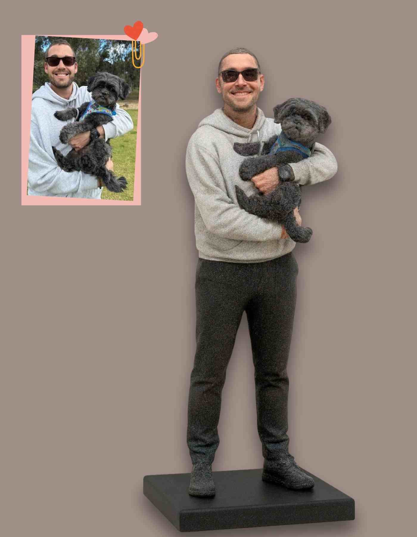 Custom dog and human figurine: For the Duo That Plays as One 💑