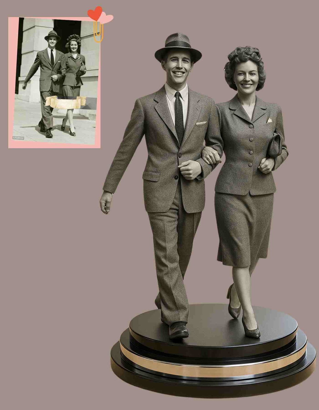 Vintage photo to 3d figurine