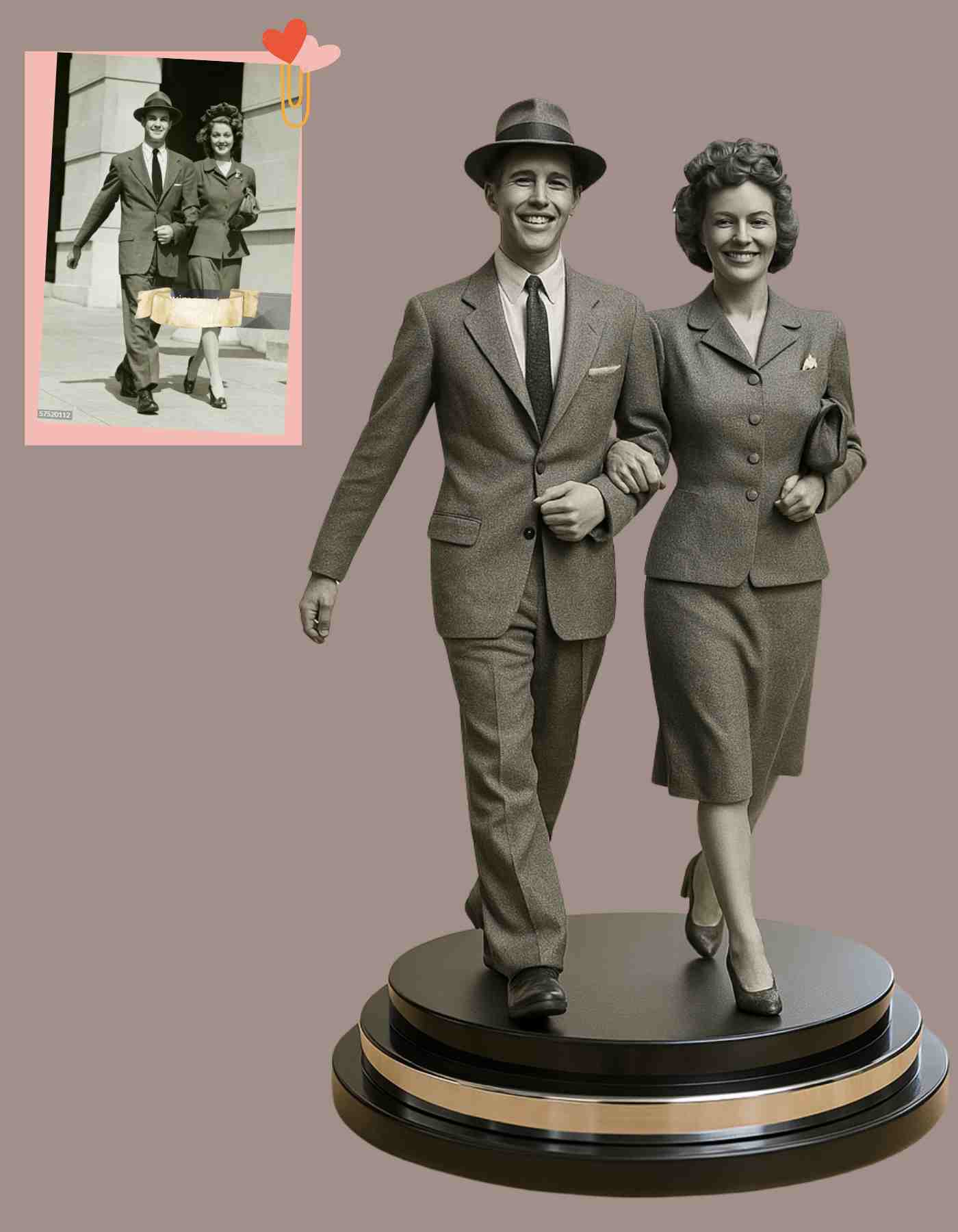 Vintage photo to 3d figurine