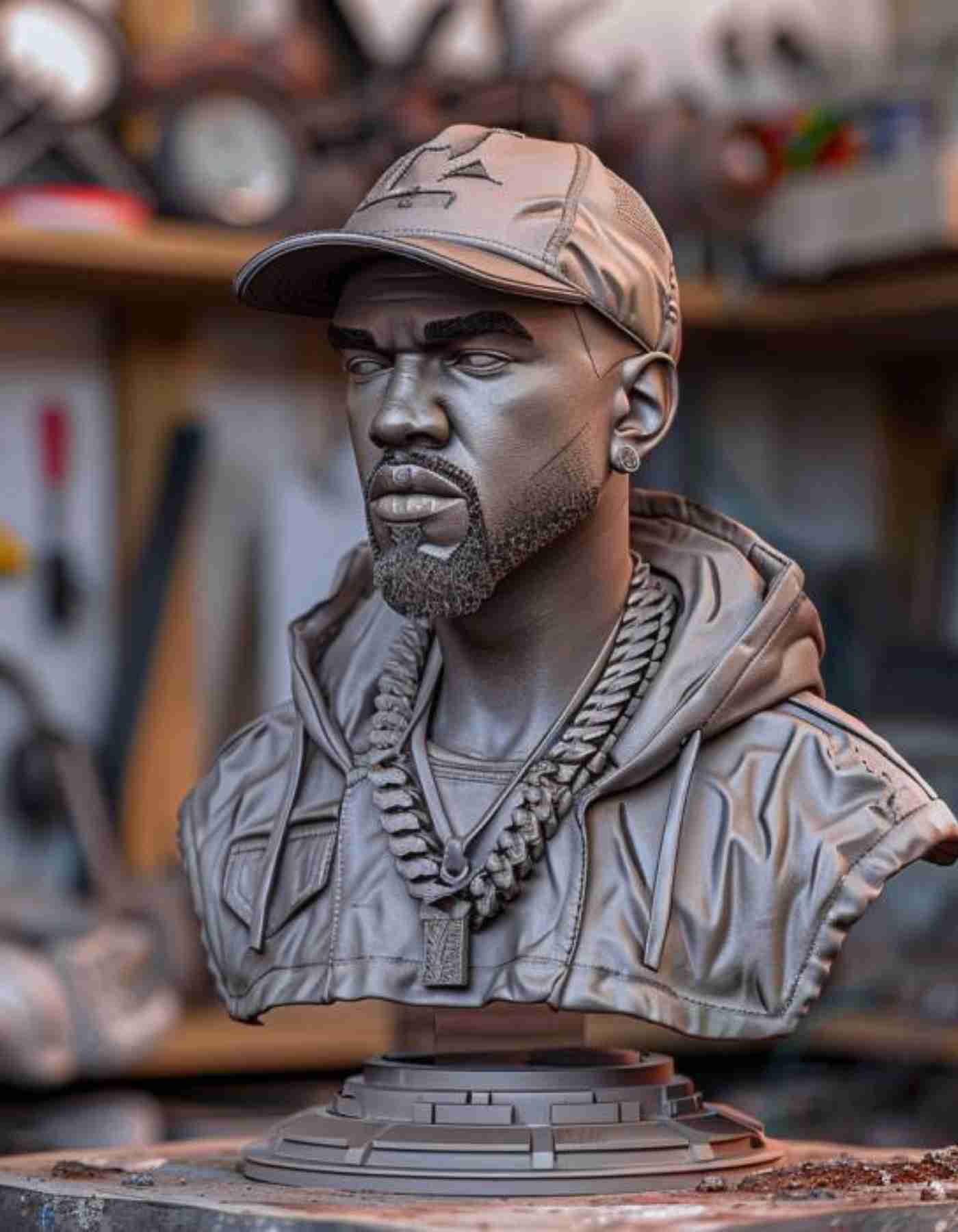 Rapper Figurine:  Custom Made 3d Printed rapper BUST sculpture
