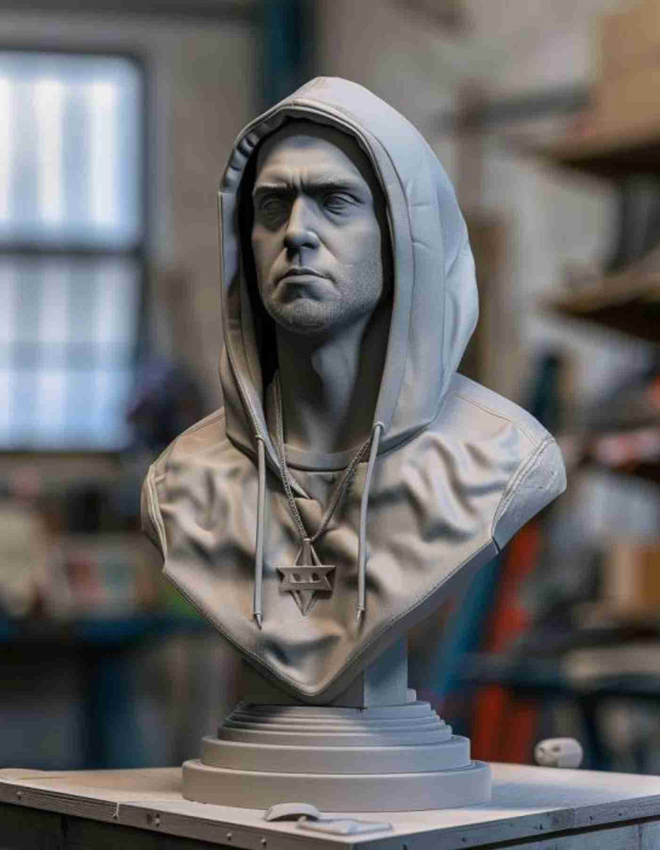 Rapper Figurine: Custom Made 3d Printed rapper BUST sculpture ...