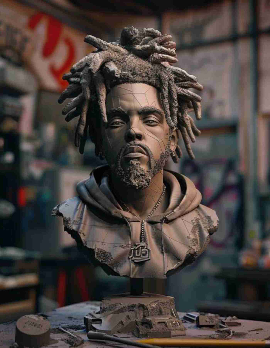 Rapper Figurine:  Custom Made 3d Printed rapper BUST sculpture